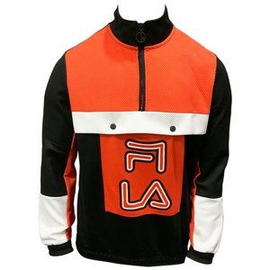NWT FILA AUTHENTIC TIGER MESH MEN'S ORANGE BLACK 1/4 ZIP LONG SLEEVE SWEATSHIRT